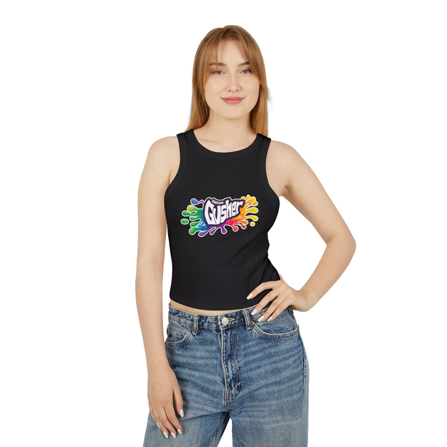 Caution: Gusher Micro Rib Racer Tank Top